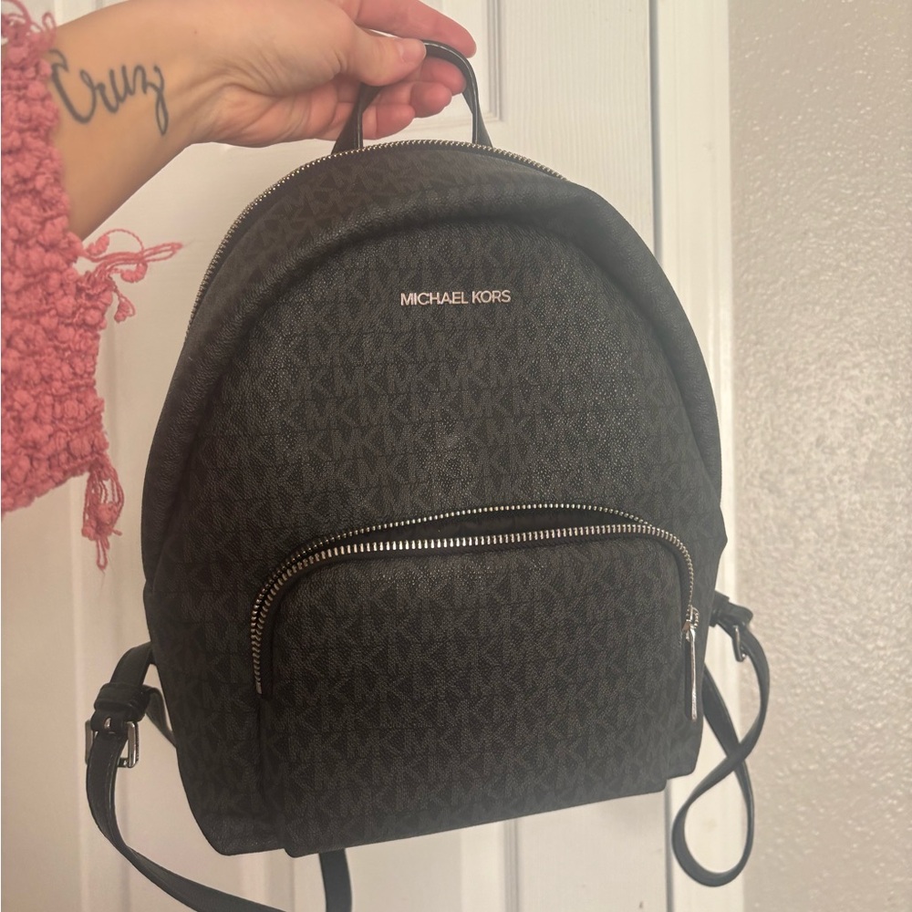 Michael Kors Black Backpack Textured Compact Design - Picture 2 of 3